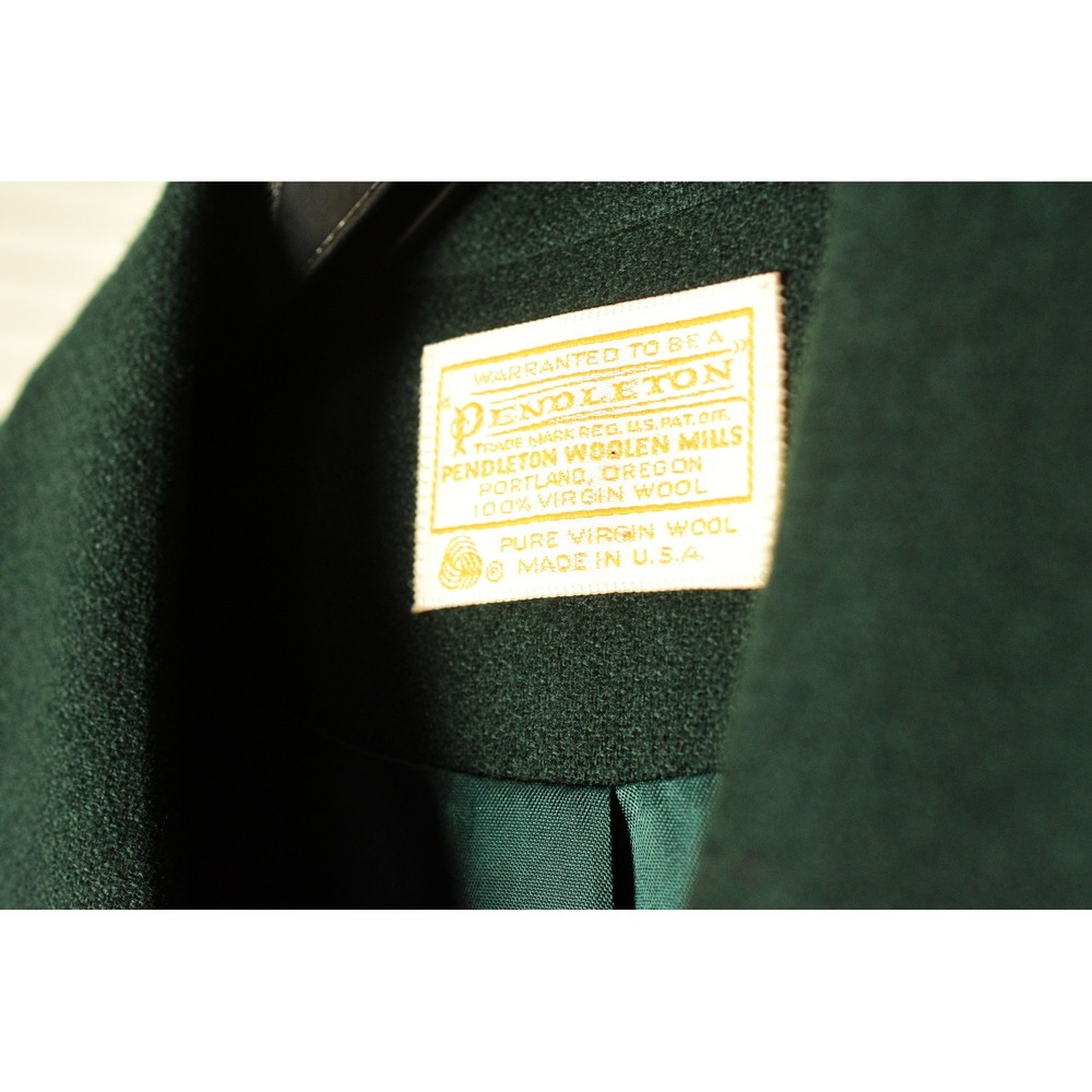 90s Vintage Pendleton Wool Blazer Womens L Forest Green 1 Button Office Jacket - Picture 6 of 8
